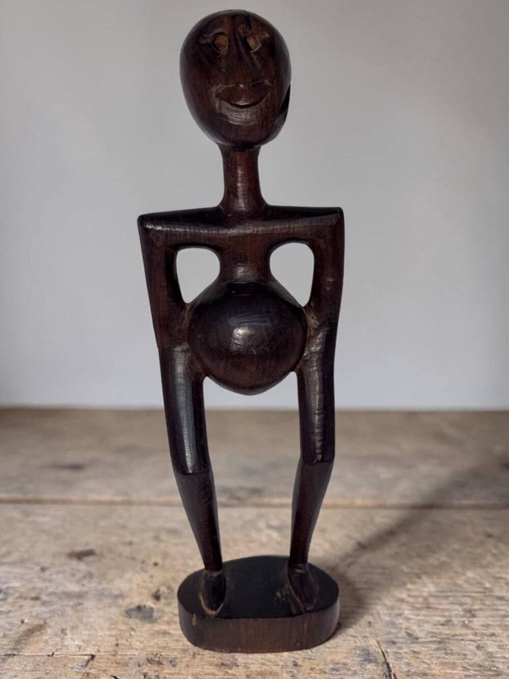 West African Baule Fertility Female hand carved statue woods tribal  Signed 11”